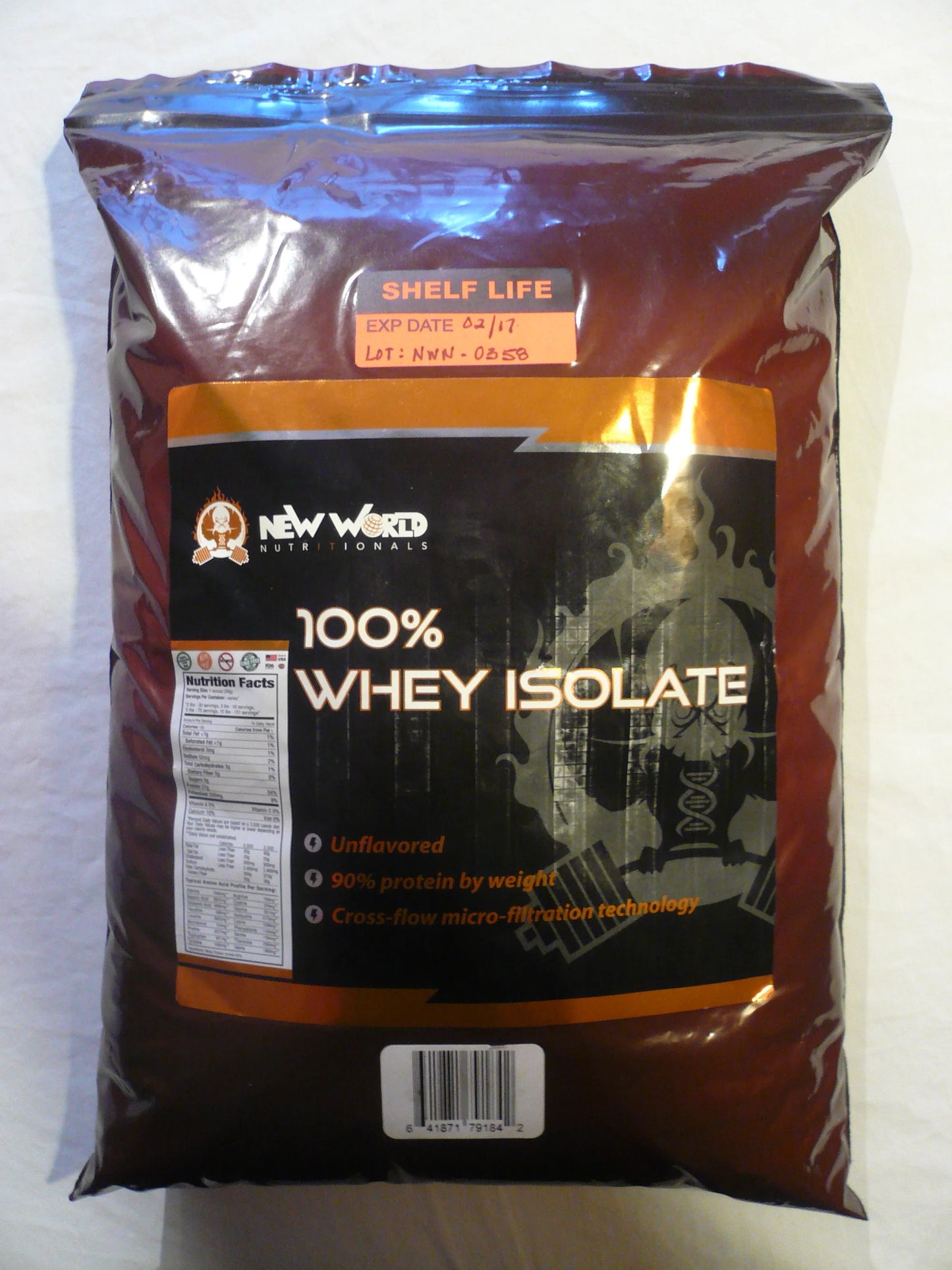 Bulk Whey Protein Isolate - High Quality Protein by New World Nutritionals, Chocolate Flavor Protein Powder, 7.5 Ibs, Direct From Manufacturer