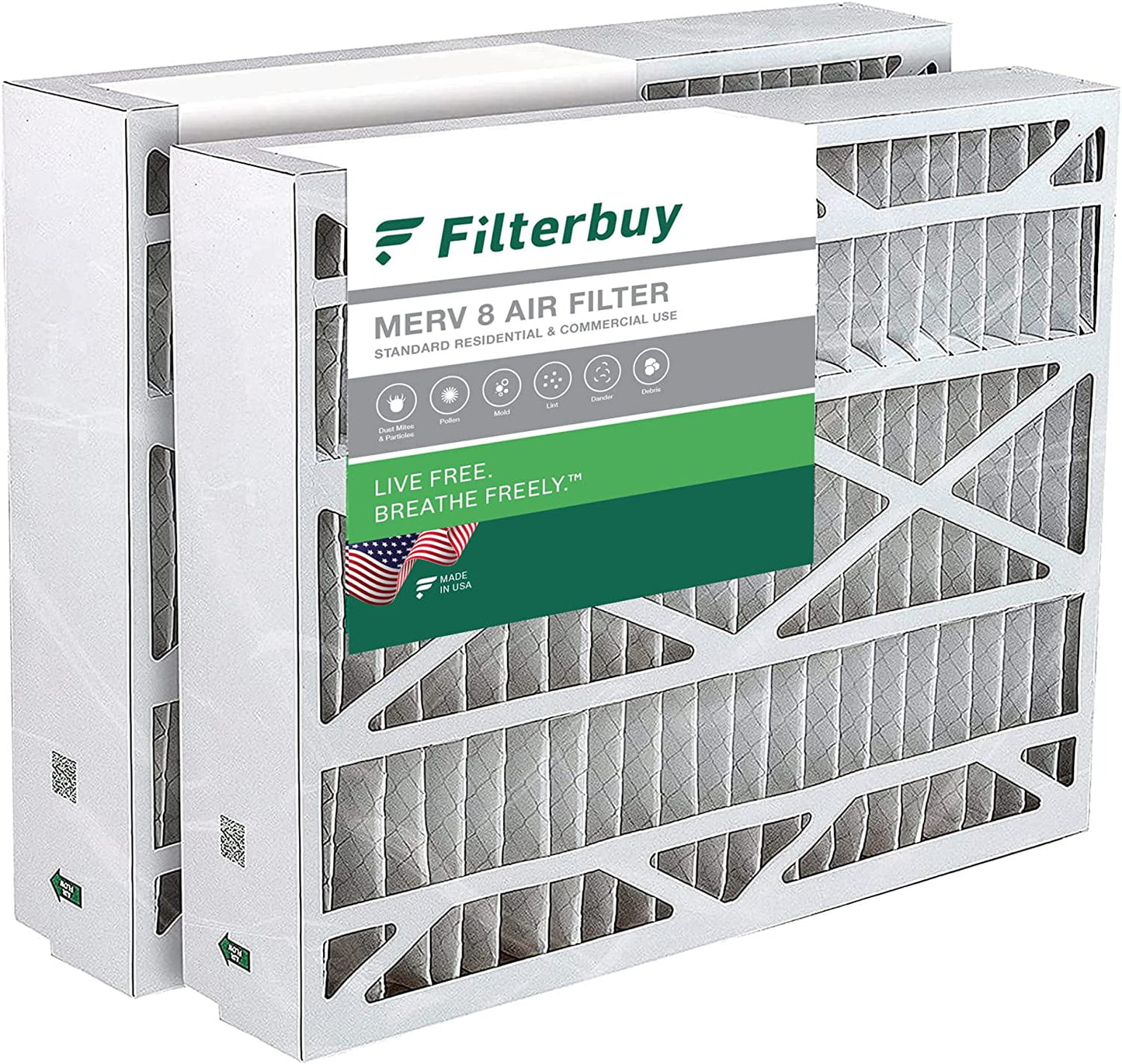 Filterbuy 20x21x5 MERV 8 Pleated HVAC AC Furnace Air Filters for Lennox X8790 / PCO14-23 (2-Pack)