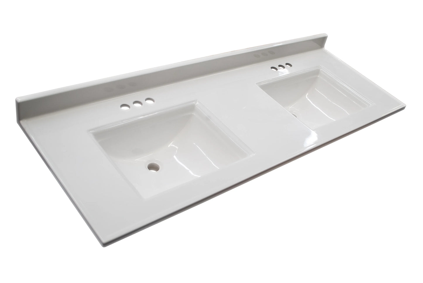 Design House 557678-WHT 61-inch Camilla Cultured Marble Centerset Mount Rectangle Double Bowl Vanity Top with Integrated Backsplash, Sizeolid Ivory