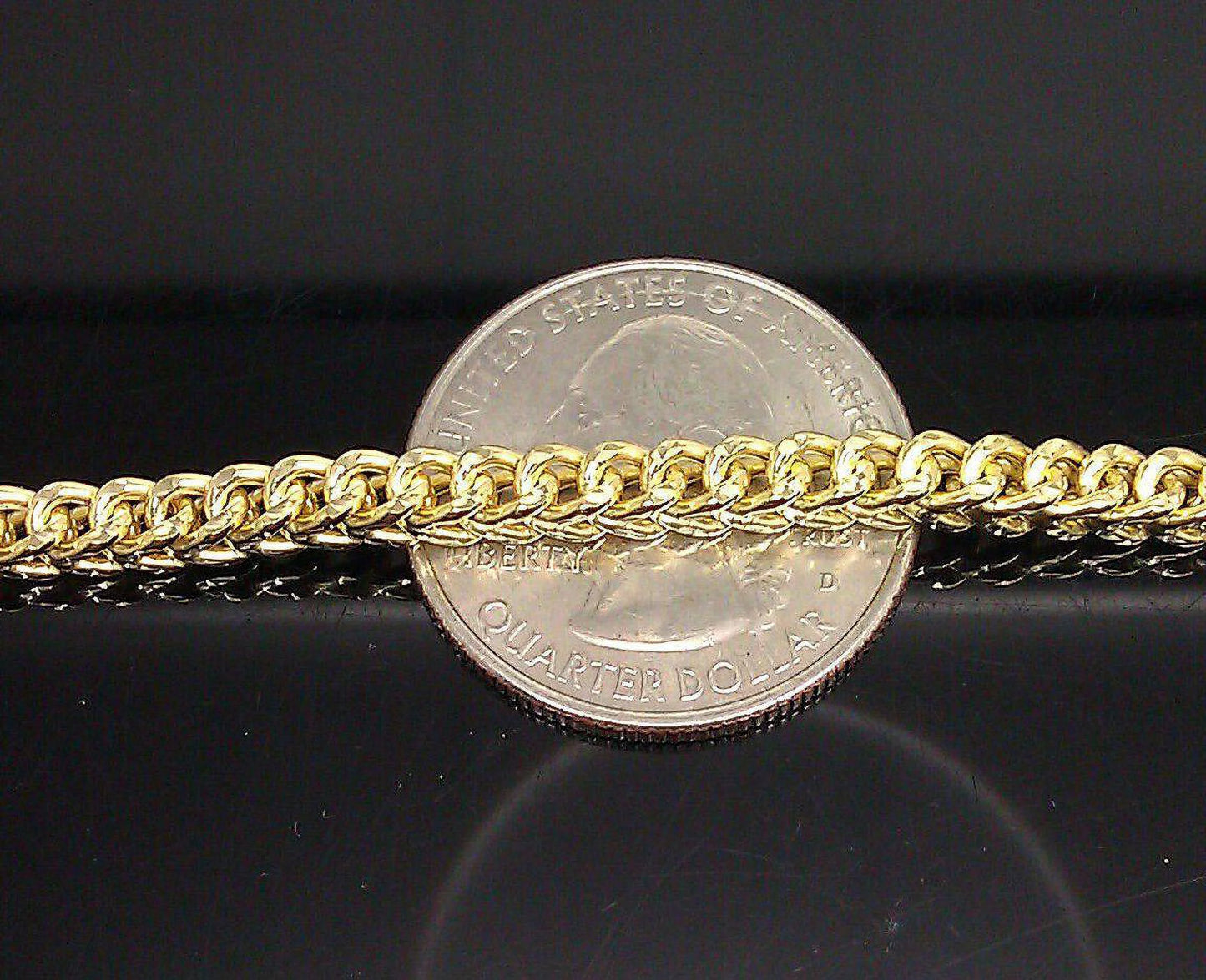 Real 10k Yellow Gold Franco Ladies Women Bracelet 8" Inch 3.5mm,Rope,Cuban, Gift