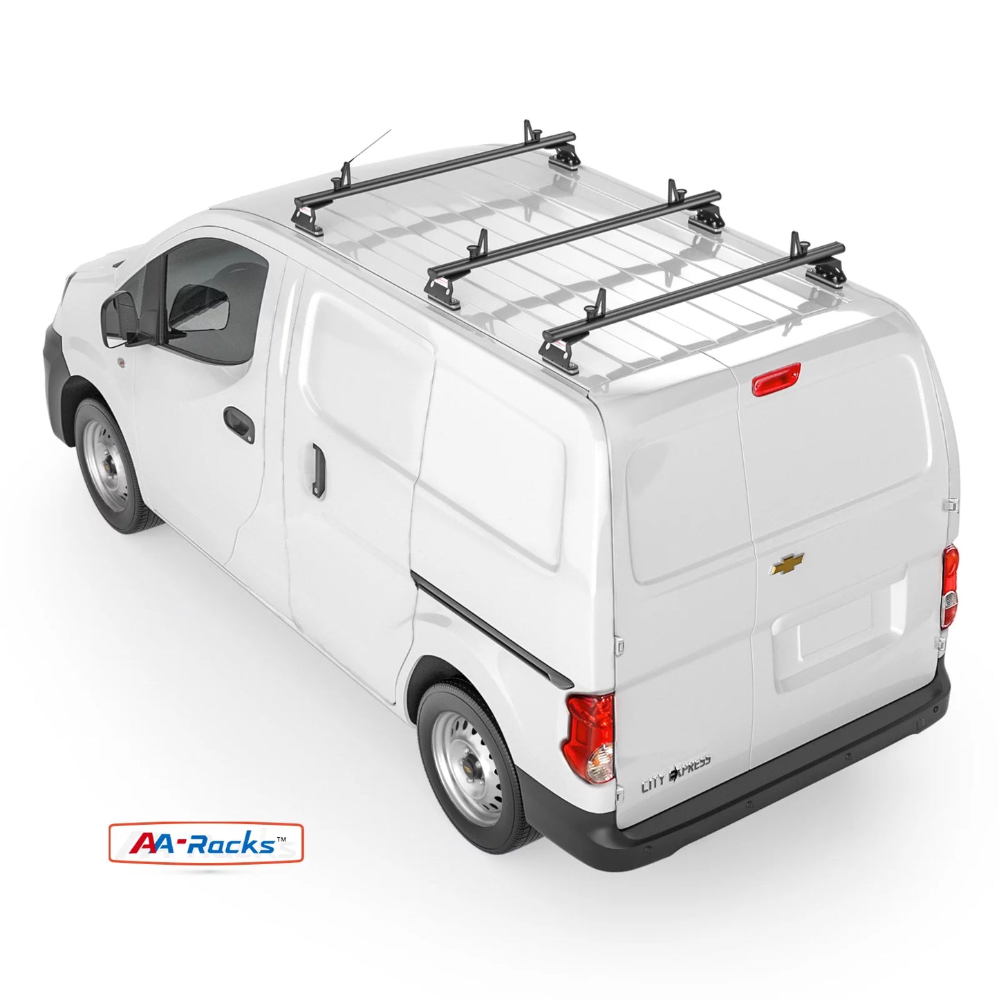 AA-Racks Model AX312 Aluminum Van Roof Rack Cross Bars Fits for 2013-On NV200/ 2014-On Transit Connect/ 2013-2017 City Express, 3 Bar 50'' - Black