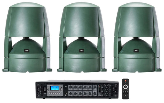 (3) JBL CONTROL 88M 8" Commercial 70v Outdoor Landscape Sizepeakers + Amplifier