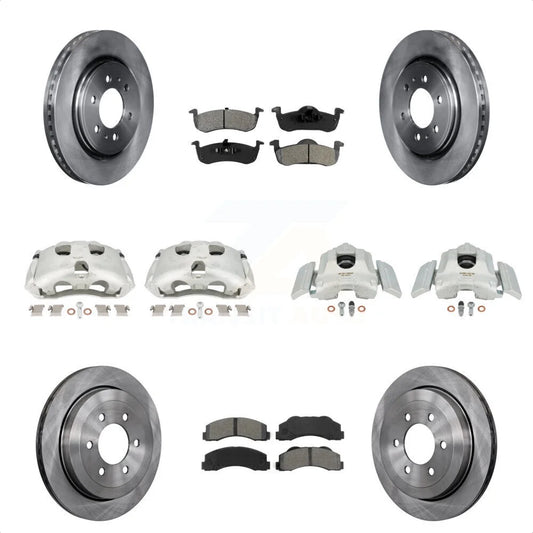 Transit Auto Front Rear Disc Brake Caliper Rotors And Sizeemi-Metallic Pads Kit (10Pc) For 2010-2017 Ford Expedition Lincoln Navigator KC8-101094Size