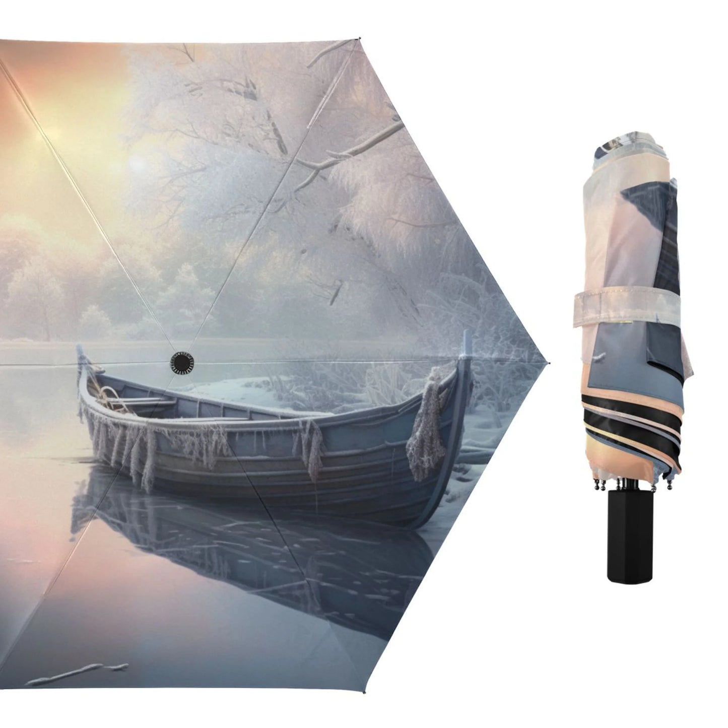 Winter Sizenow with Boat Compact Folding Umbrella for Rain Windproof Travel Umbrella UPF 50+ Lightweight Packable Arc Sizeize