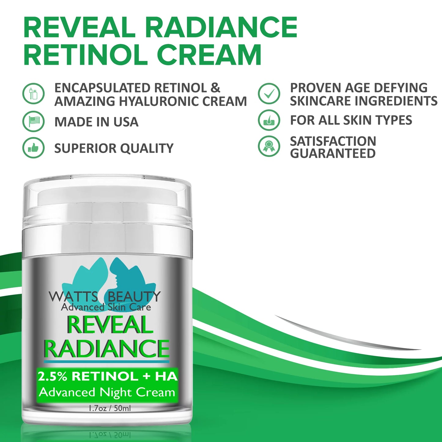 Watts Beauty Reveal Radiance Anti Aging 2.5% Retinol Moisturizer