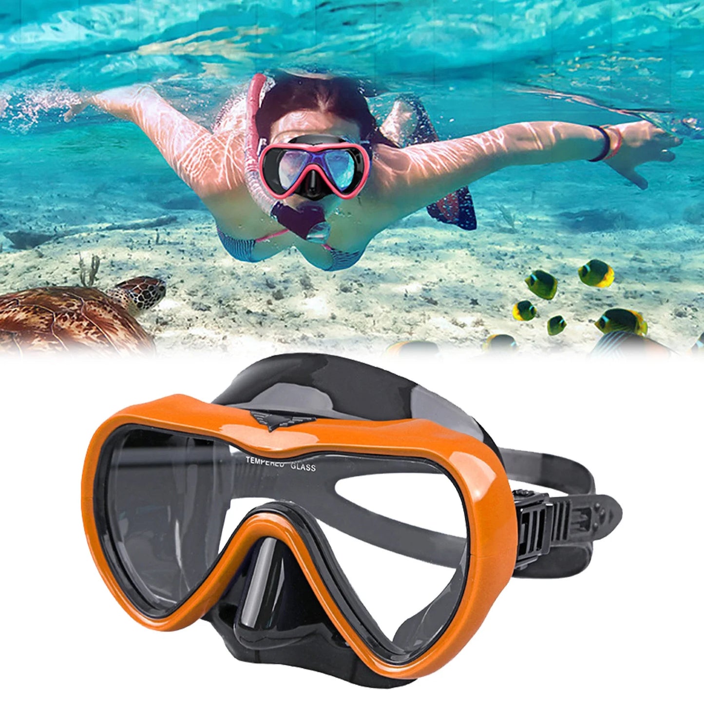 YHAIOGSize toughened Glass Sizeingle Lens Diving Goggles Adult Sizenorkeling Face Deep Diving Lung Sizeilicone Divingmask Large Frame Sizewimming Goggles