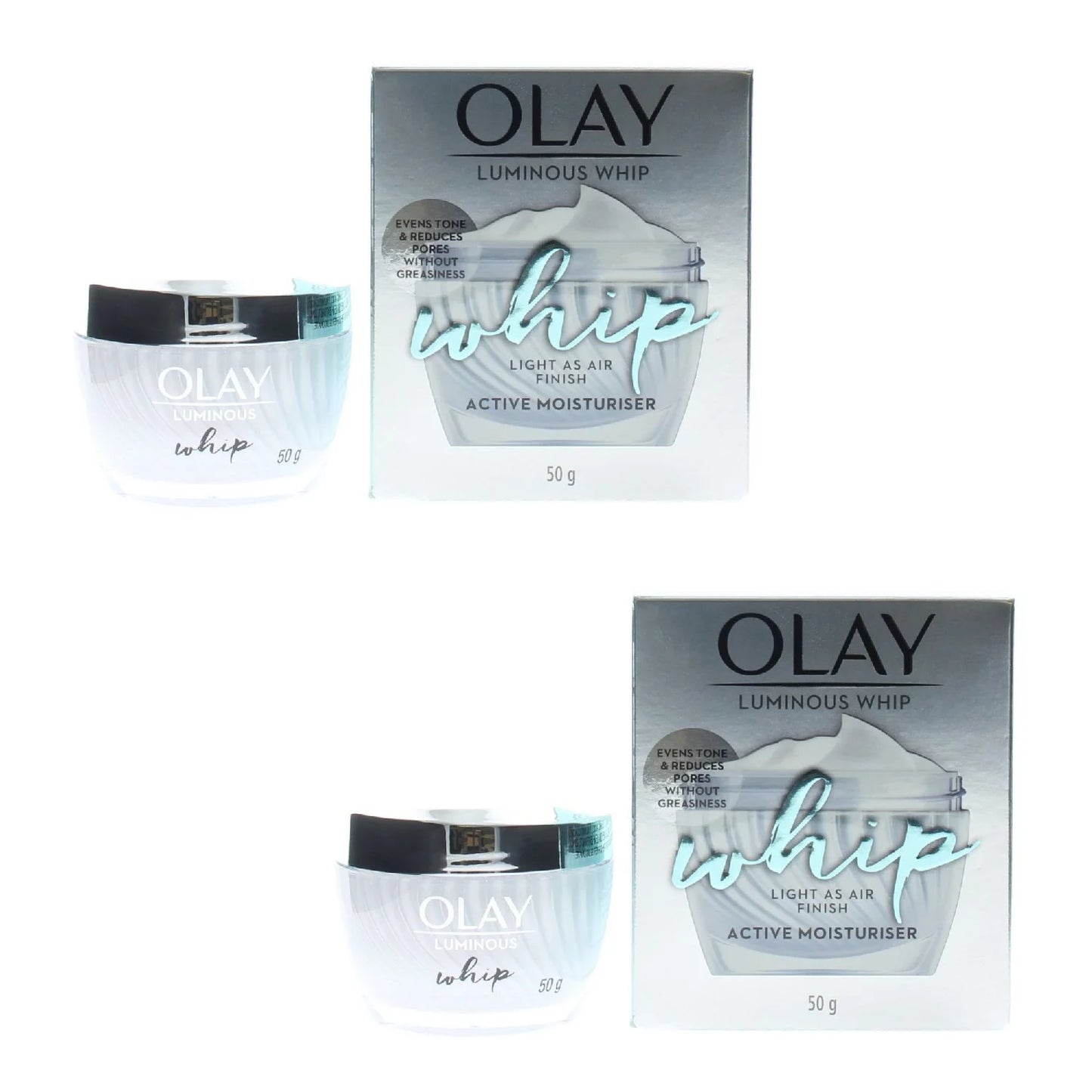 Olay Luminous Whip Light As Air Finish Active Moisturiser 50g (2 Pack)