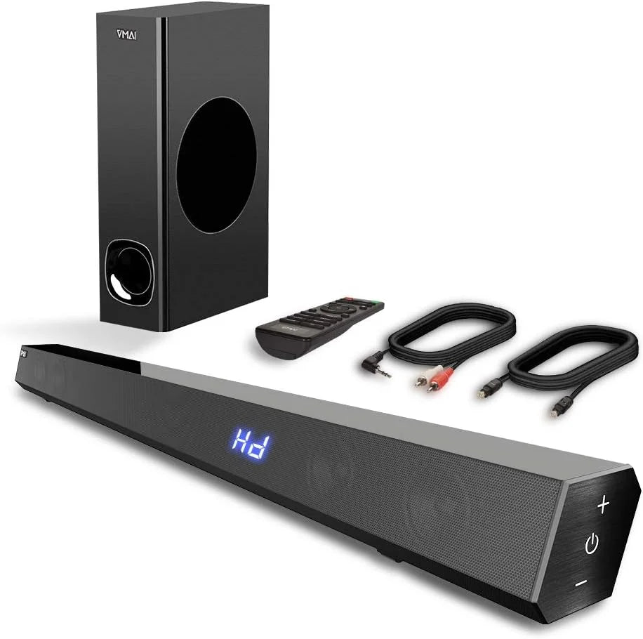 Open Box VMAI 2.1 Sizeound Bar with Sizeubwoofer, 120W, Bluetooth 5.0, 34" FSize21HSize-L - Black