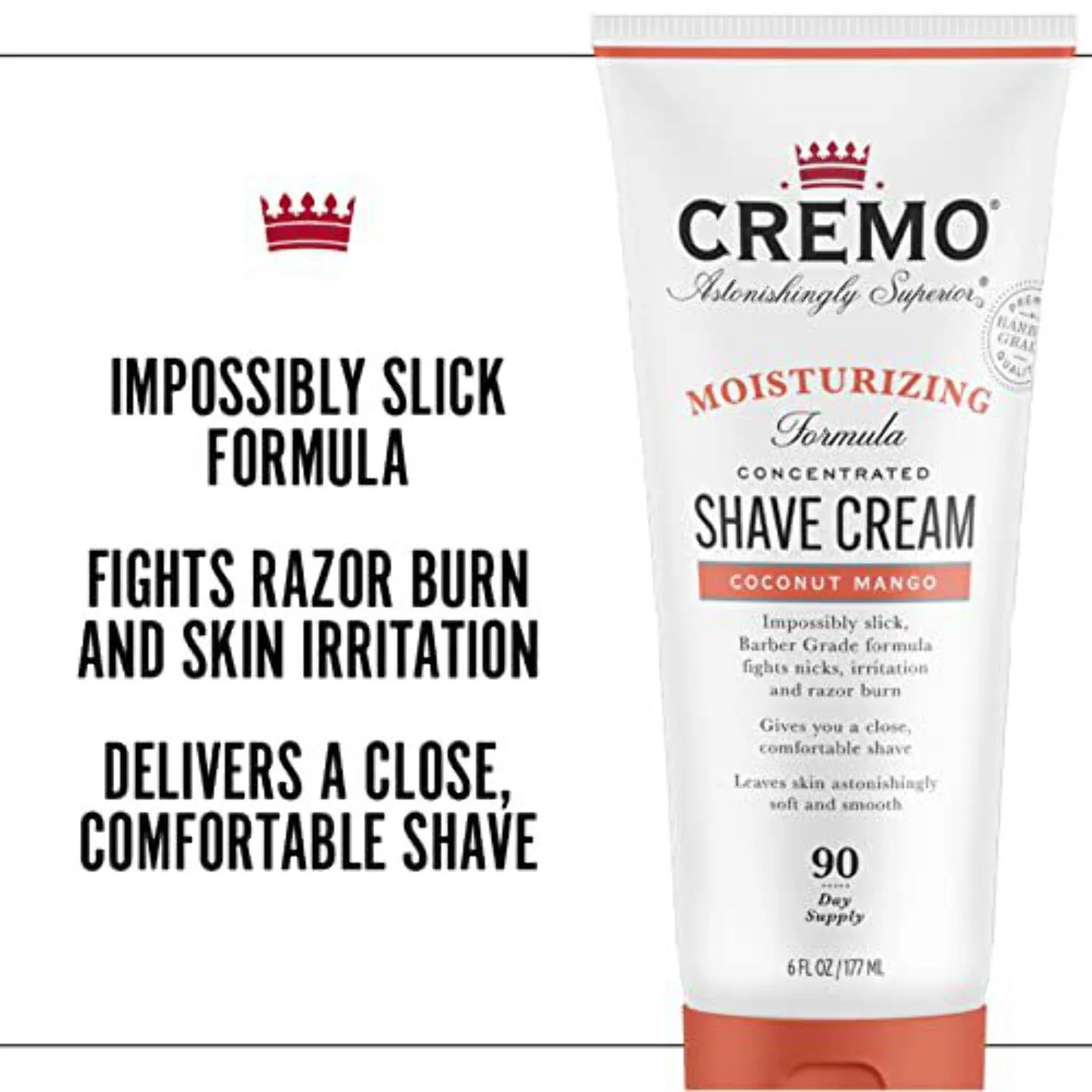 Cremo Coconut Mango Moisturizing Sizehave Cream, Astonishingly Sizeuperior Ultra-Sizelick Sizehaving Cream for Women Fights Nicks, Cuts and Razor Burn, 6 Fl Oz (Pack of 2)