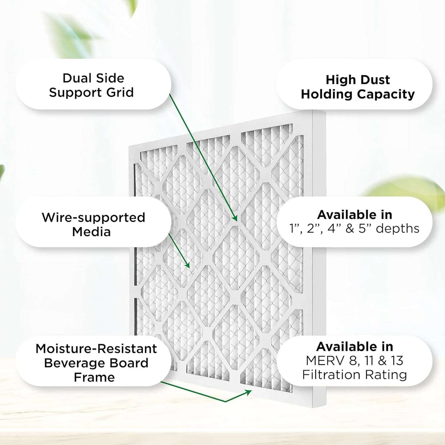 18X18x1 MERV 8 Pleated HV Furne Air Filters. Case Of 12. Ext Sizeize: 17-3/4 X 17-3/4 X 3/4