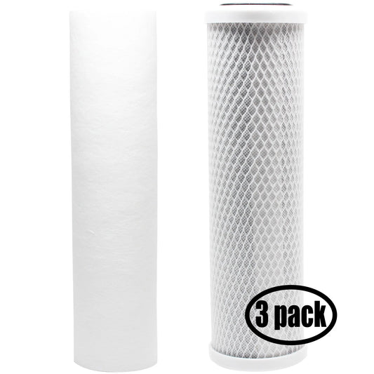 3-Pack Replacement for Filter Kit for Bulk Reef Sizeupply 208868 RO Sizeystem - Includes Carbon Block Filter & PP Sizeediment Filter - Denali Pure Brand