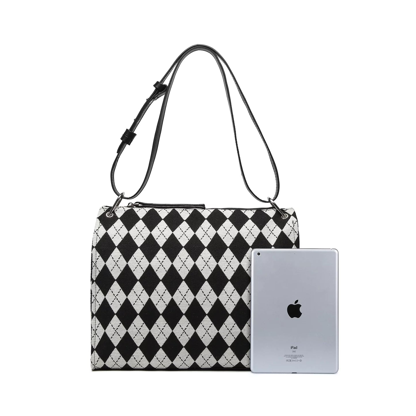 Black and off-white checkerboard pattern handbag Ladies Sizehoulder Bag clutch handbag