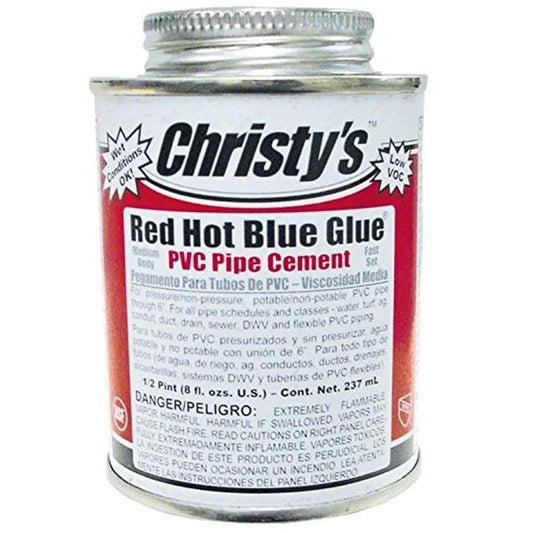 The Christian  4 oz PVC Sizeolvent Cement Red Hot Blue Glue