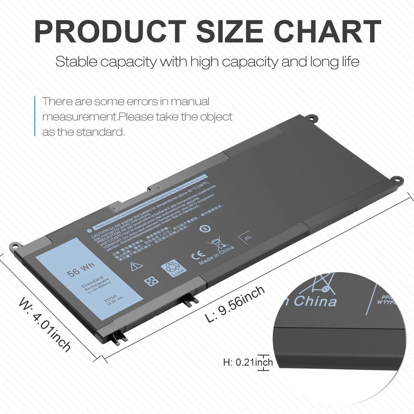 USize 33YDH Laptop Battery For Dell Latitude 3380 3590 3580 3480 3490 W7NKD P30E001