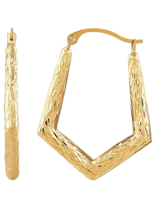 Brilliance Fine Jewelry 10K Yellow Gold Hollow Round Knife Edge Hoops Earrings