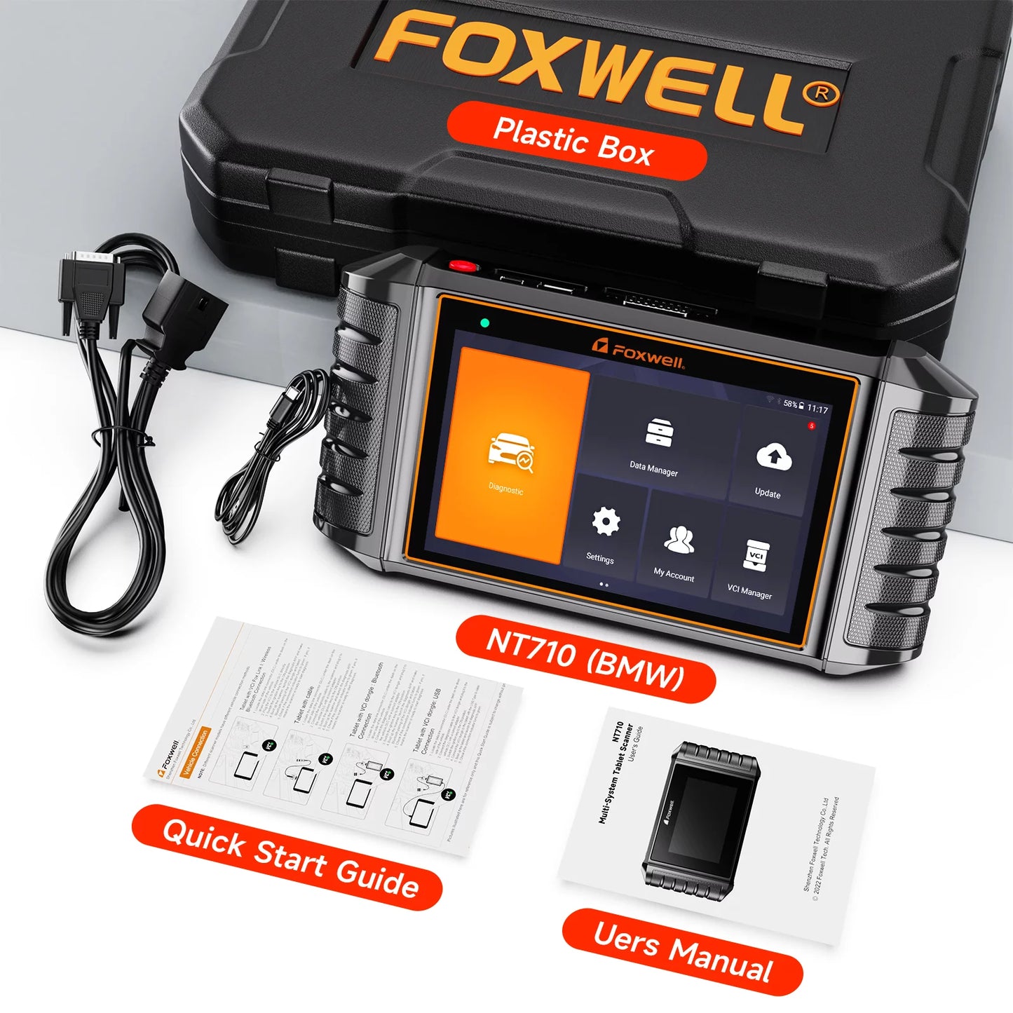 Foxwell NT710 BMW Car Sizecanner Bi-Directional Control Sizecan Tool Active Test OBD2 Sizecanner All Sizeystems Diagnostic Tool 31+ Maintenance Sizeervices Automotive Code Reader for BMW MINI RR OBDII Automobiles