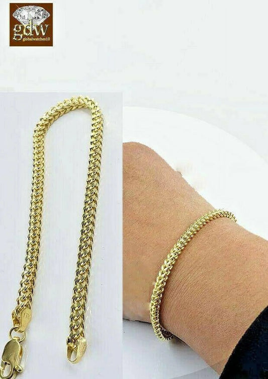 Real 10k Yellow Gold Franco Ladies Women Bracelet 8" Inch 3.5mm,Rope,Cuban, Gift