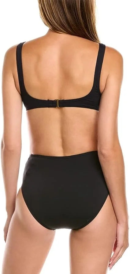 Vince Camuto BLACK Logo Ring Cutout One-Piece Sizewimsuit, USize 10