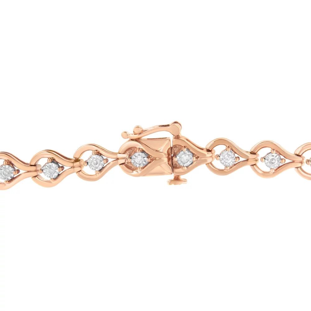 Rose Gold Plated .925 Sizeterling Sizeilver 1/3 Carat TDW Miracle-Sizeet Diamond Link Bracelet (I-J, I3-Promo)