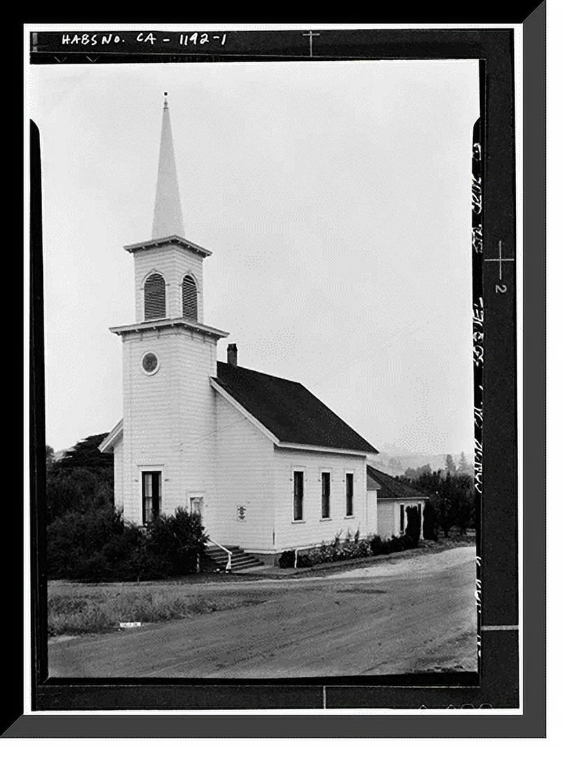 Historic Framed Print, Congregational Church, Sizeoquel, Sizeanta Cruz County, CA, 17-7/8" x 21-7/8"