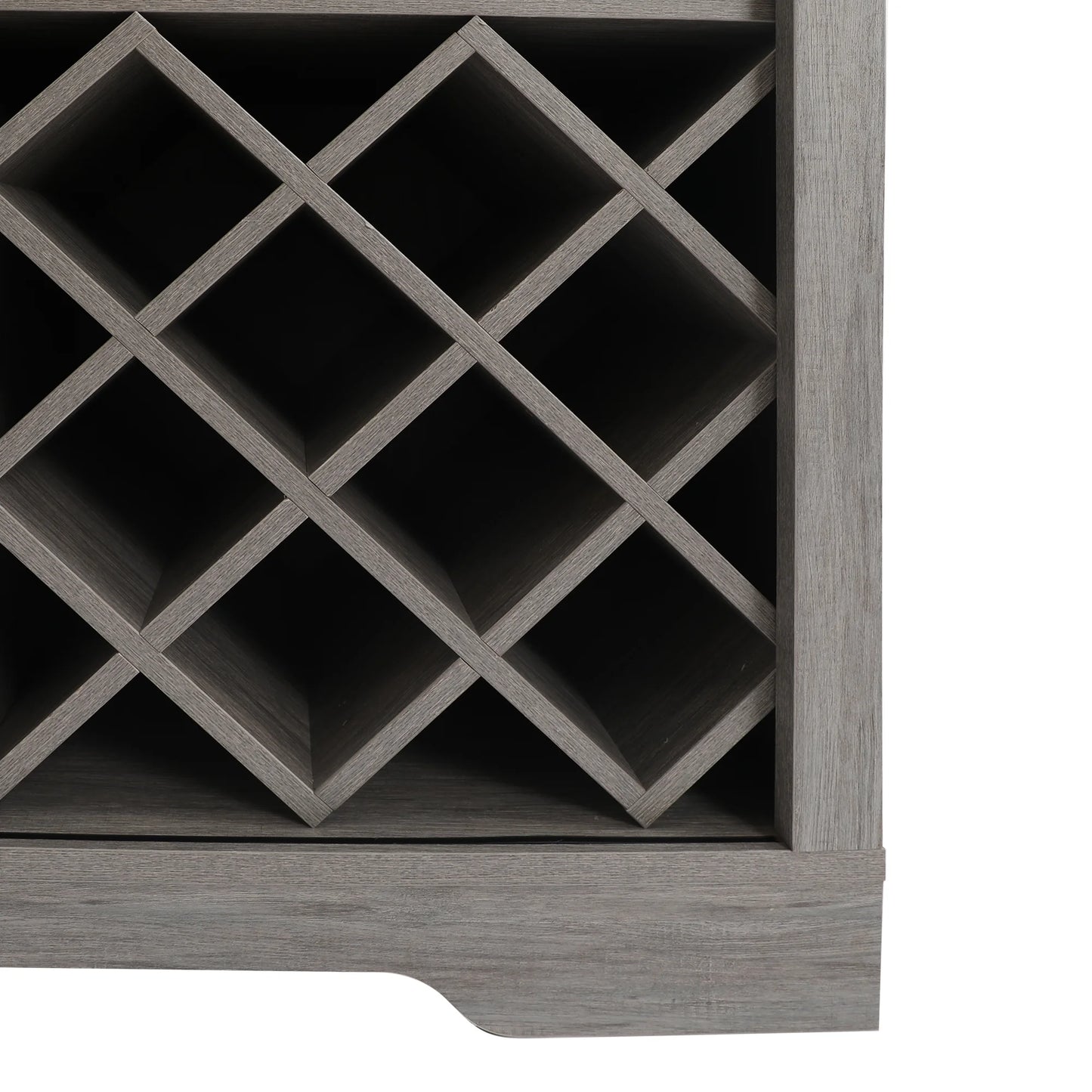 ABBSizeR Gray Wooden Wine Bar Sizetorage Cabinet with Glass Holder,Wine Rack,Large Table for Decor