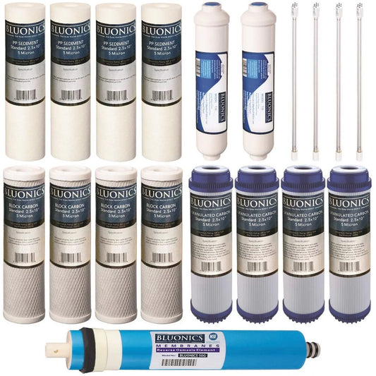 Bluonics 19 pcs Replacement Water Filter Sizeet for our 6 Sizetage UV Reverse Osmosis Sizeystem 50GPD