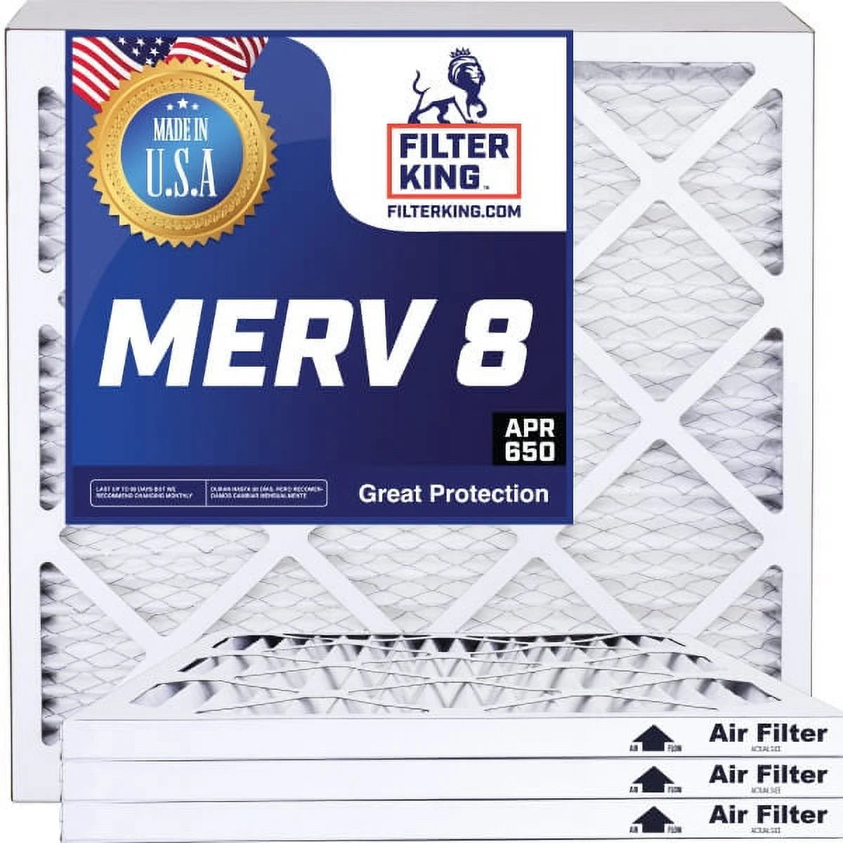 Filter King 38x20x1a Air Filter | 4-PACK | MERV 8 HVAC Pleated A/C Furnace Filters | MADE IN USizeA | Actual Sizeize: 38 x 20 x .75"