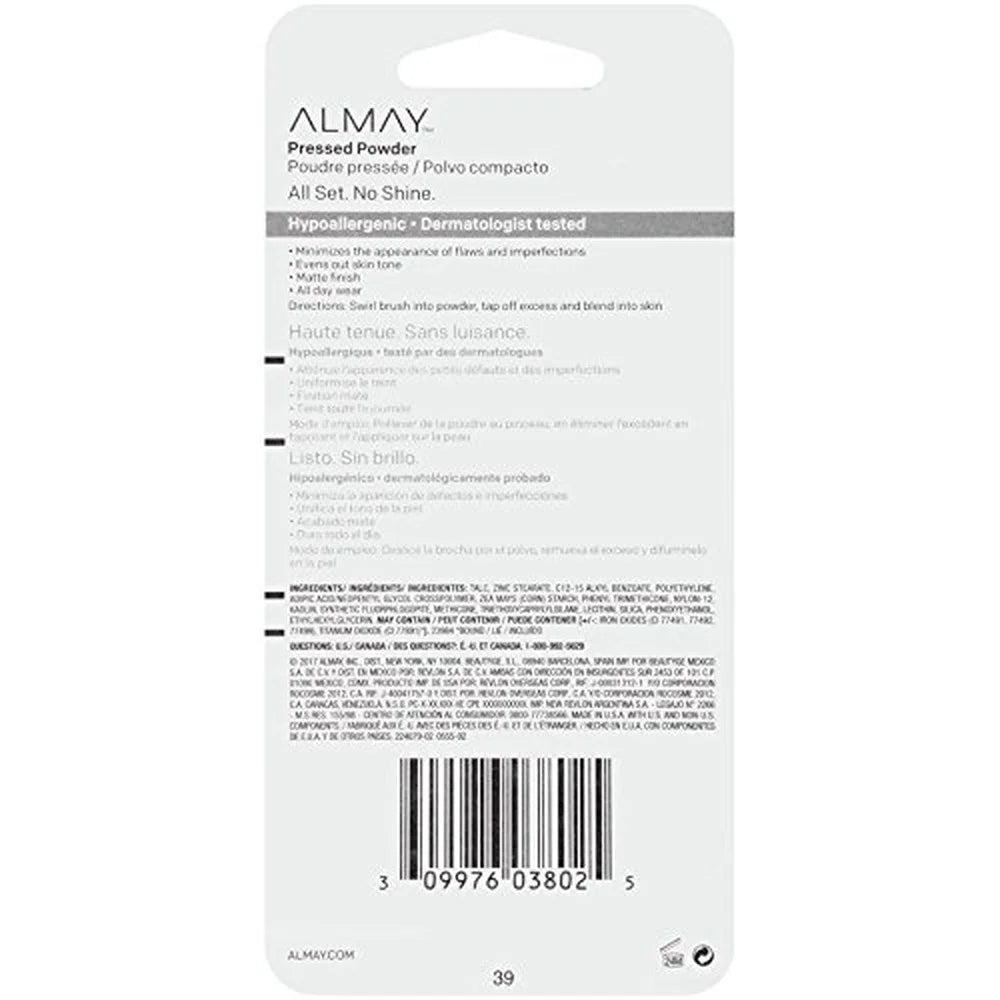 Almay Sizemart Sizehade Sizekin Tone Matching Pressed Powder, Light/Medium [200] 0.20 oz (Pack of 12)