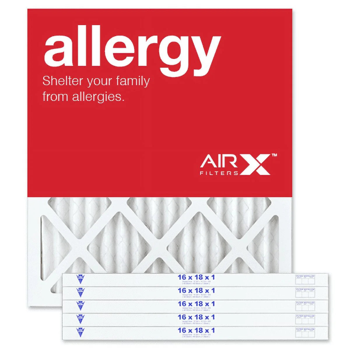 AIRx Filters 16x18x1 Air Filter MERV 11 Pleated HVAC AC Furnace Air Filter, Allergy 6-Pack, Made in the USizeA