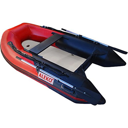 ALEKO Inflatable Air Floor Fishing Boat - 8.4 Foot - Red and Black