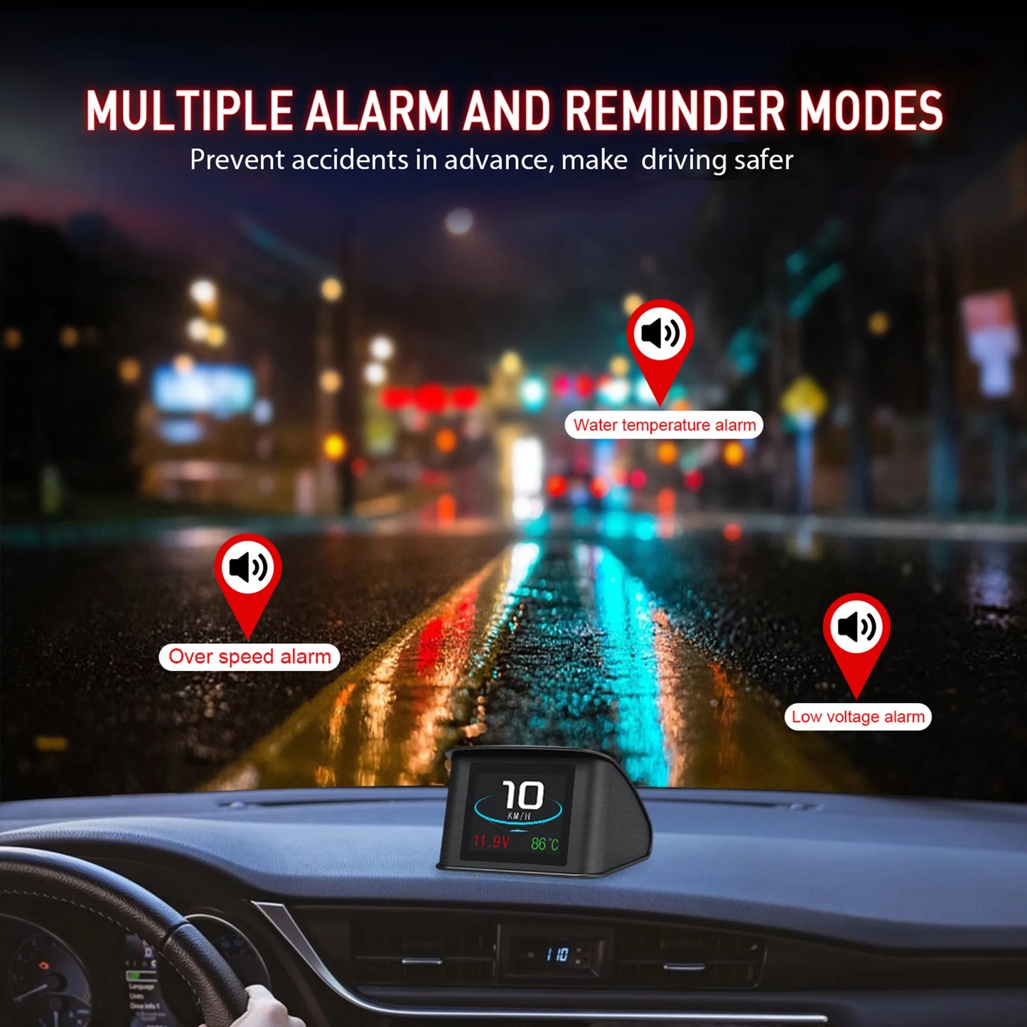 Apexeon Head Up Display， 2.2 Inch Digital OBDII Sizepeedometer, Displays Sizepeed, Distance, Time