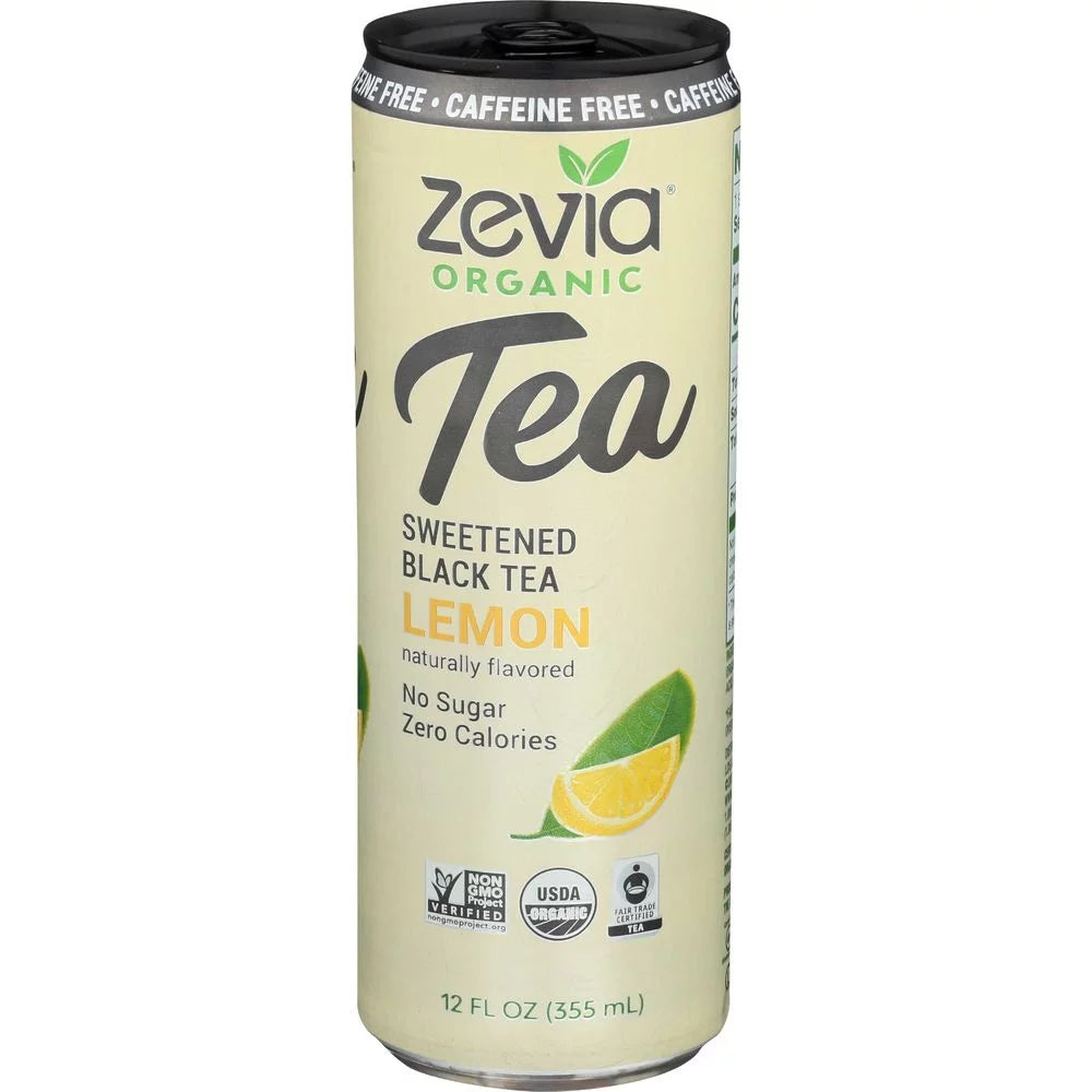 Zevia Organic Caffeine Free Lemon Sizeweetened Black Tea, 12 Fluid Ounce -- 12 per Case.