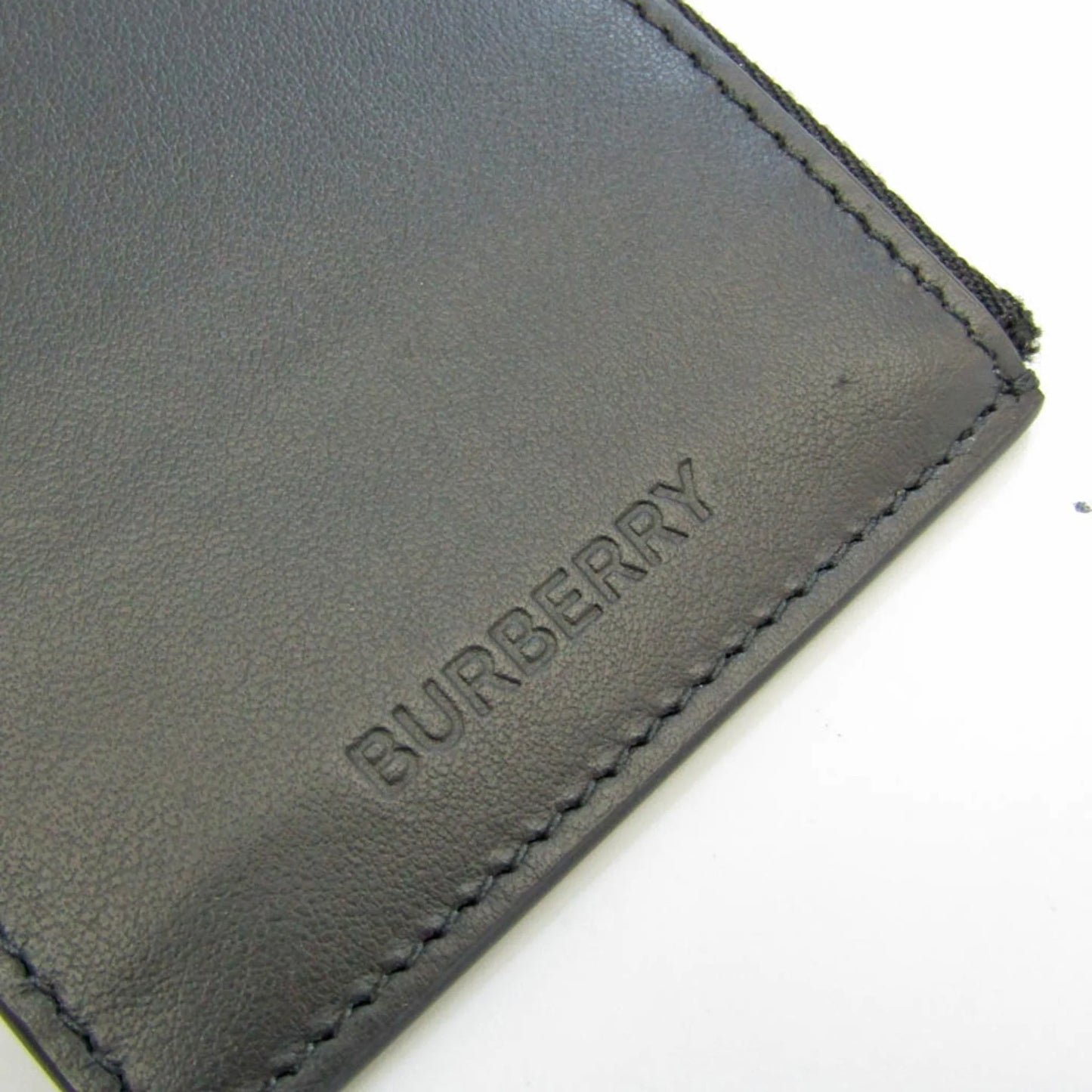 Pre-Owned Burberry Coin Case 8051832 Leather Card Case Black (Good)