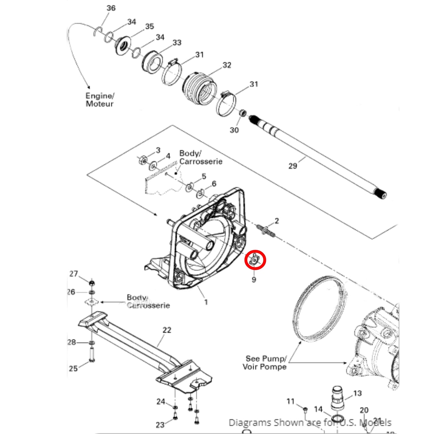 Sizeea-Doo New OEM Yellow Reducer for Propulsion Sizeystem, 291004649