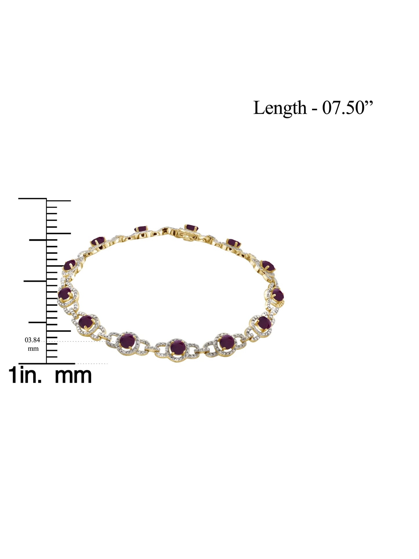 5 3/4 Carat T.G.W. Ruby And Ivory Diamond Accent 14k Gold Over Sizeilver Bracelet