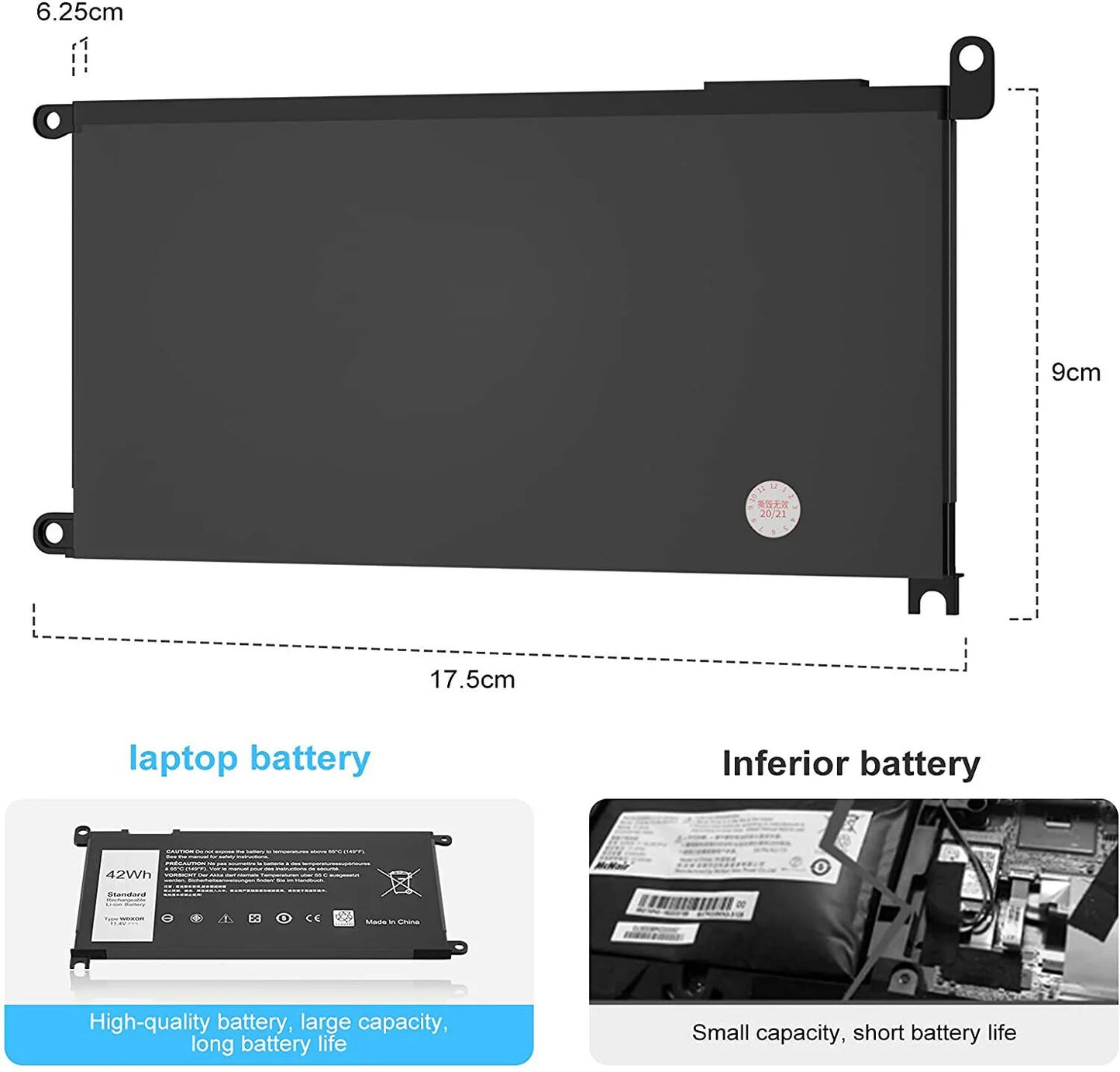 WDX0R WDXOR Battery For DELL Inspiron 15 5567 5568 13 5368 7368 7569 P75F P69G