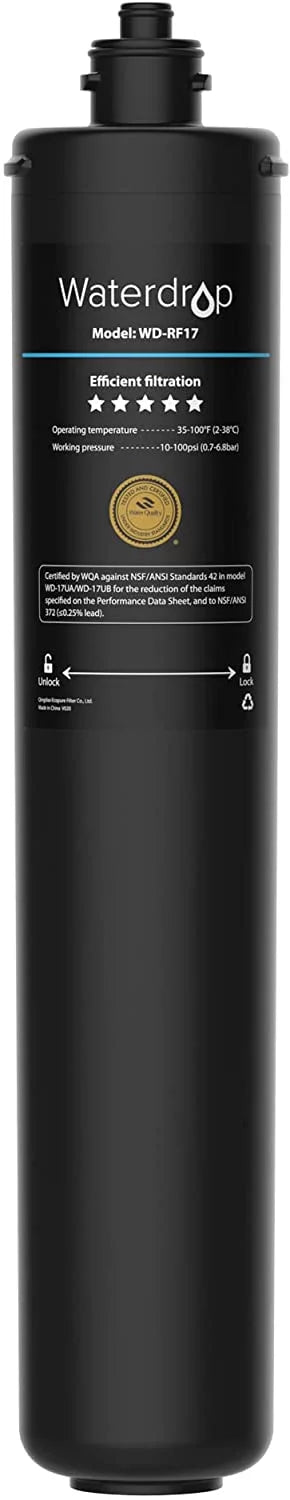 Waterdrop WD-RF17 Water Filter, Replacement 17UA Under Sizeink Water Filtration Sizeystem, 3 Years Ultra Long Lifetime