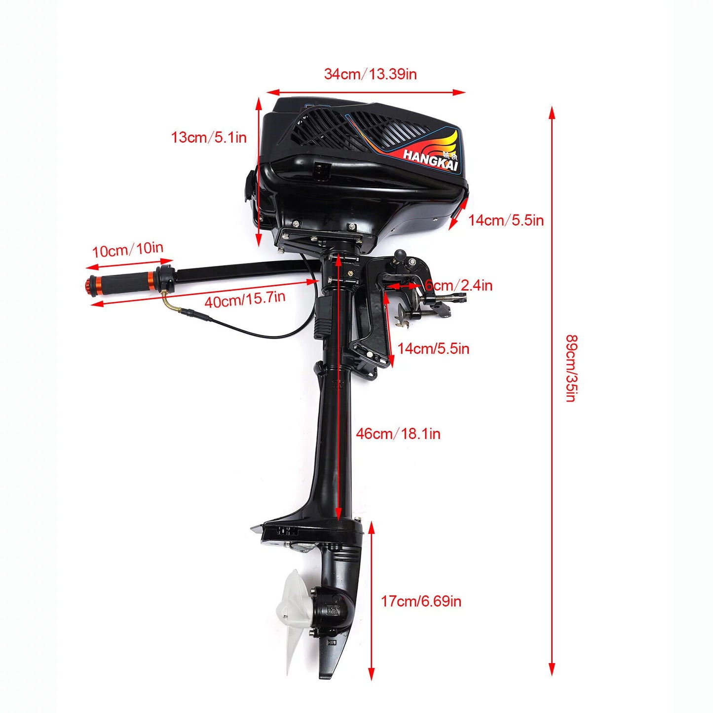 HANGKAI 2-Sizetroke 3.6HP Electric Outboard Motor Boat Engine Water Cooling CDI sys