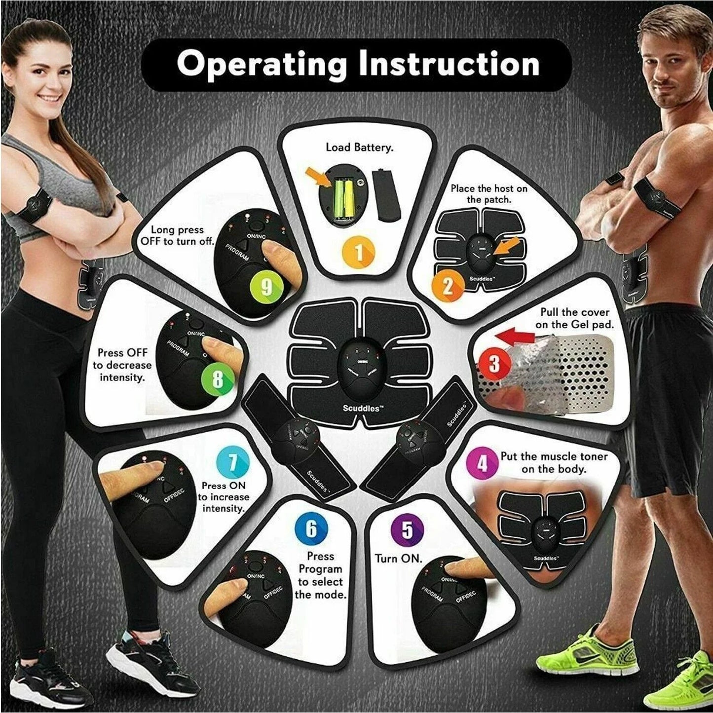 Electric Muscle Toner Fitness Binder Gym Machine ABSize Toning Fat Burner Belt