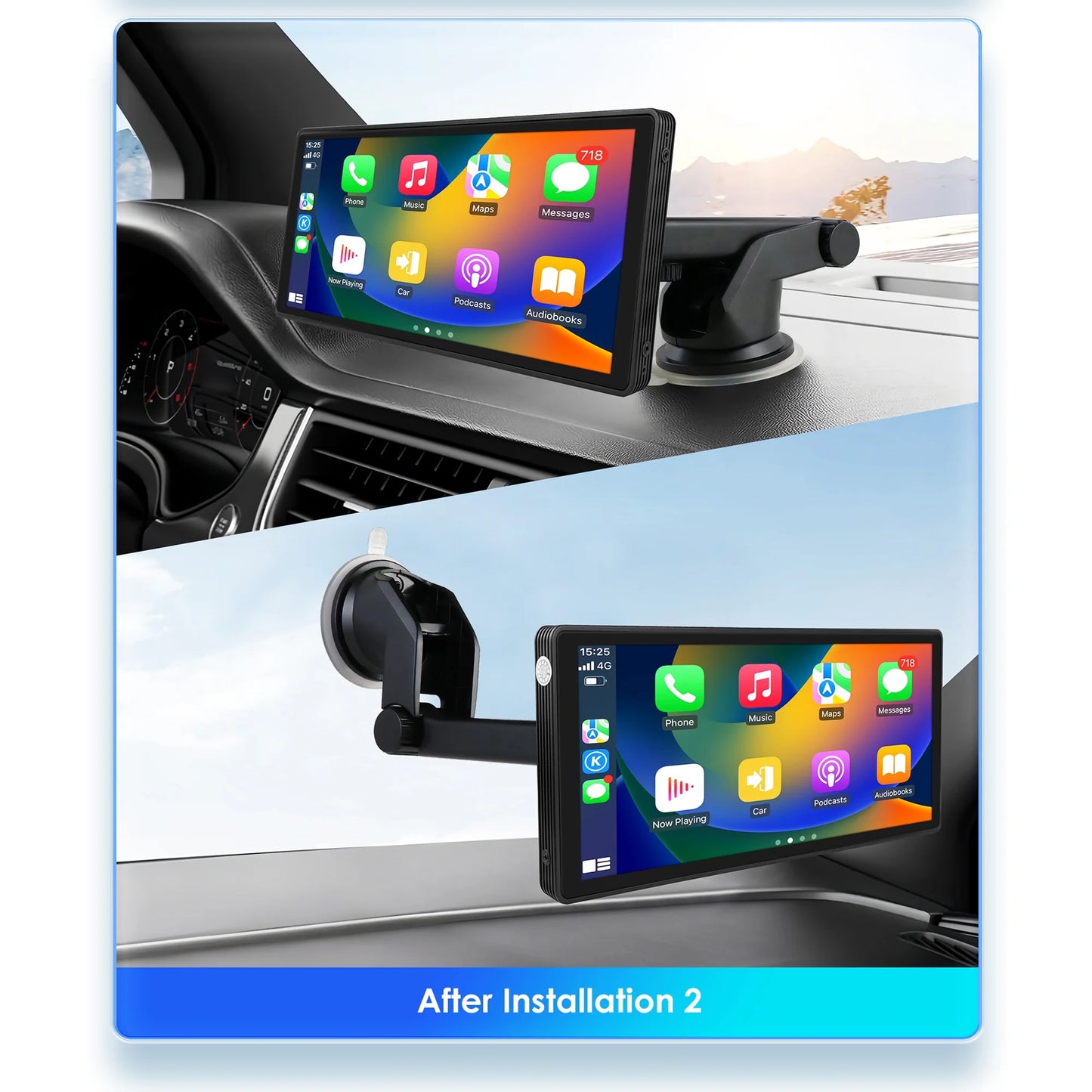 10.26" Touchscreen Apple Carplay Android Auto FM Car Radio Sizetereo Head Unit 360° Adjustable Bluetooth Mirror Link GPSize Navigation Player