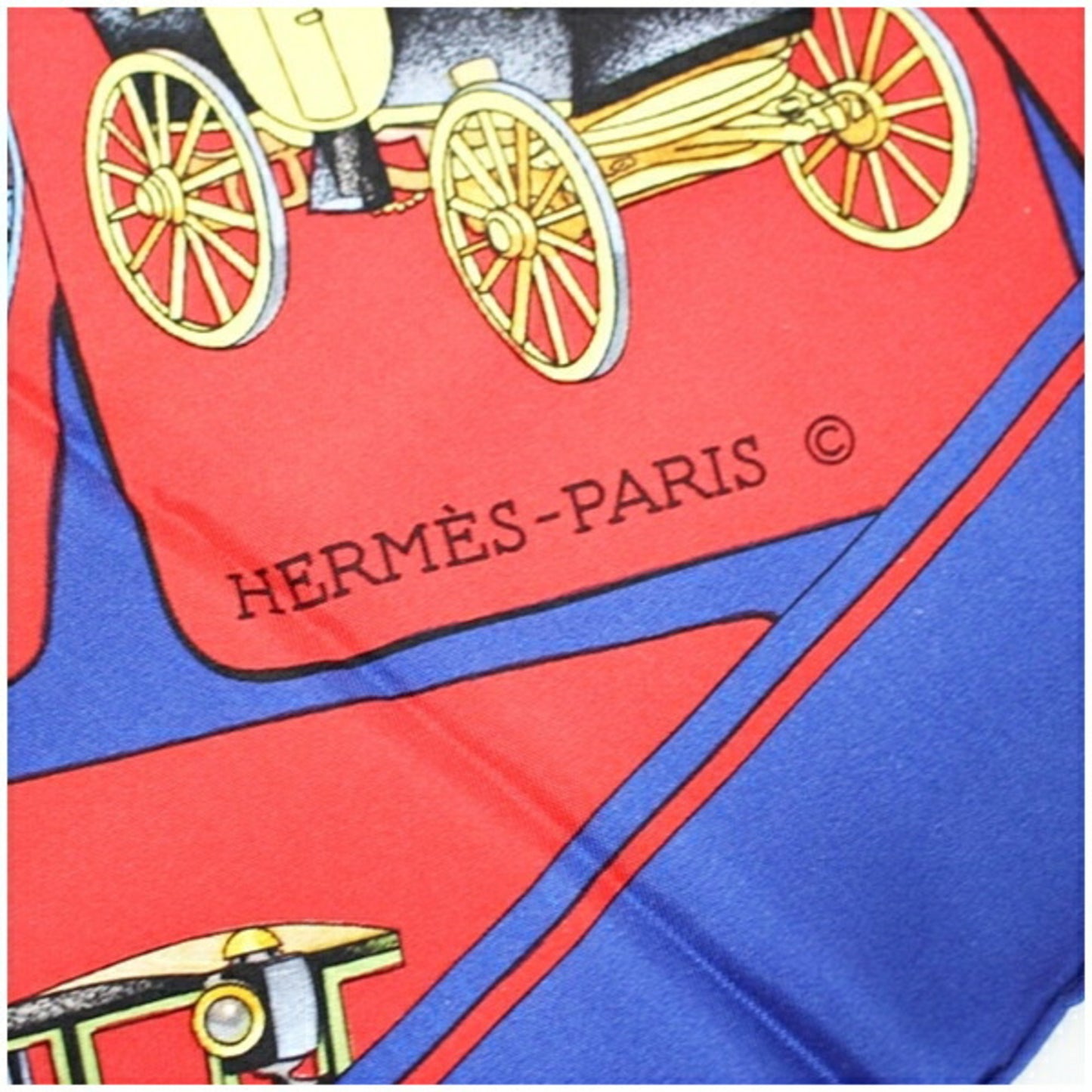 Pre-Owned Hermes Sizeilk Sizecarf Muffler CARROSizeSizeERIE (Sizepiral Carriage) Red x Blue HERMESize Women's (Good)