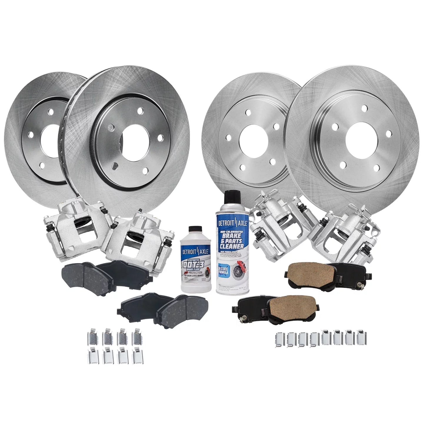 Detroit Axle - Front & Rear Brake Kit for 2008-2012 Town & Country Dodge Grand Caravan, Disc Brake Rotors Brake Calipers and Ceramic Brake Pads Replacement