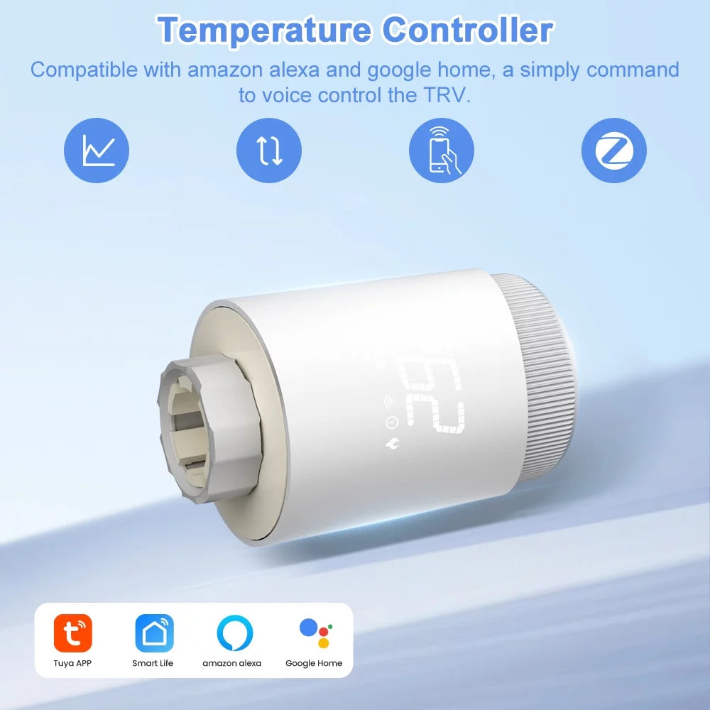 Tomshoo Thermostatic Radiator Valves Intelligent Wireless Mobilephone App Control Home Heating Thermostat Temperature Controller Radiator Thermostat Compatible with Home