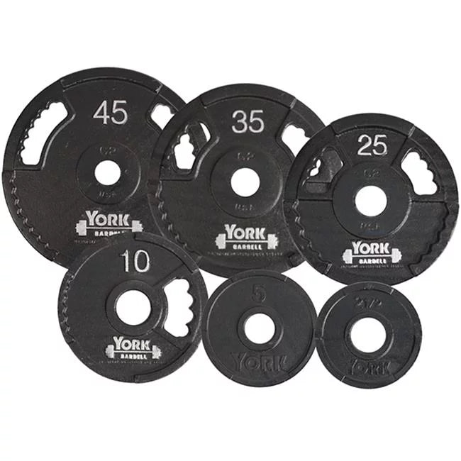 York Barbell 7420 G2 Olympic Dual Grip Thin Line Cast Iron Plate, Black - 2.5 lbs