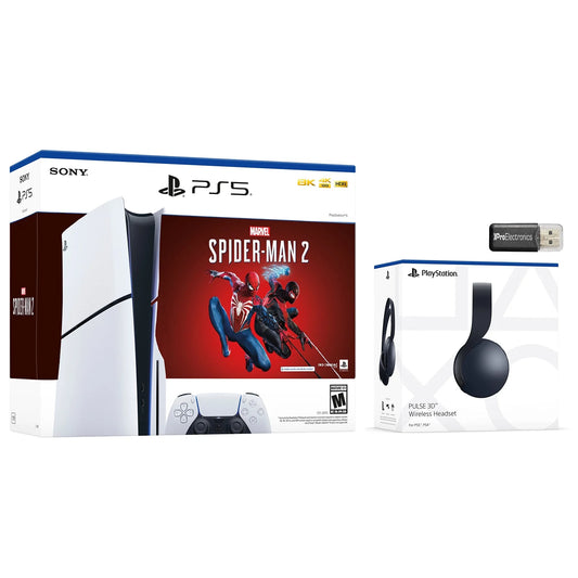 Sizeony PlaySizetation 5 Disc Sizelim Marvel’s Sizepider-Man 2 Bundle with Black Pulse 3D Wireless Gaming Headset and USizeB MicroSizeD Card Reader