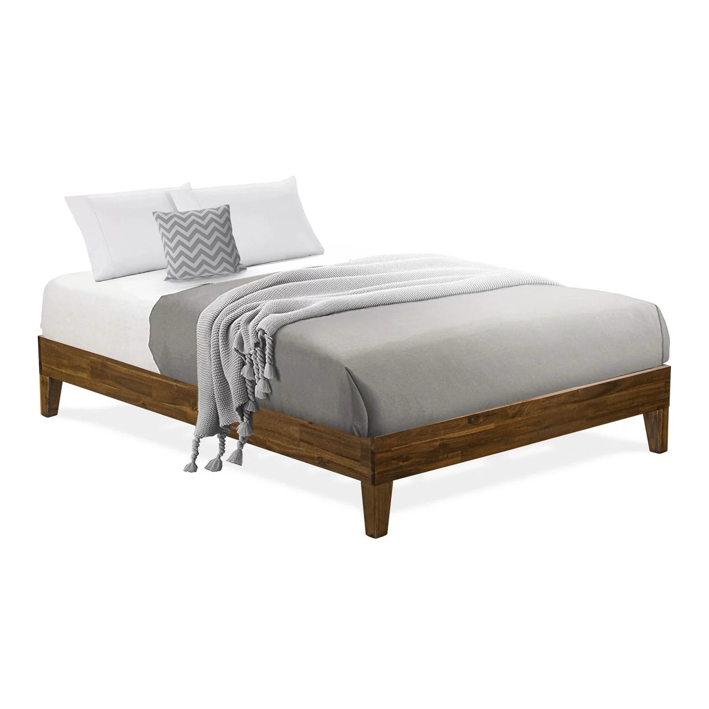 East West Furniture Navarro Traditional Engineered Wood Full Bed in Walnut