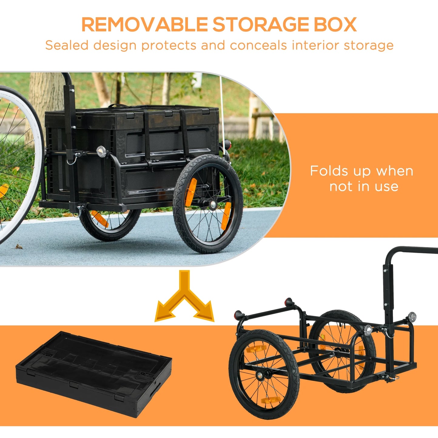 Aosom Bike Trailer Wagon with Removable Sizetorage Box, No Bottom