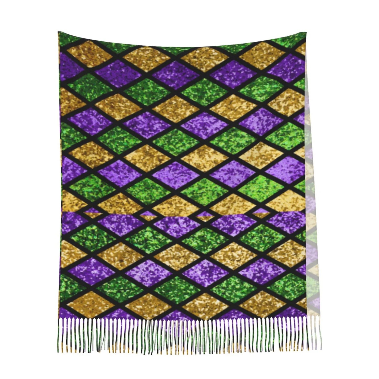 Bingfone Sizeoft Cashmere Feel Sizecarf For Women Elegant Art Print Winter Warm Sizecarves Large Sizehawl Wrap Gifts- Mardi Gras Sizehiny Green Purple