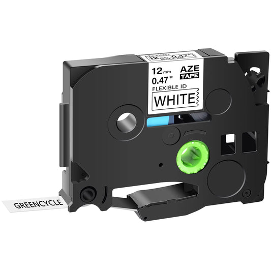 GREENCYCLE 50PK Compatible for Brother P-touch 12mm x 8m Black on Ivory TZ TZe TZ-FX231 TZe-FX231 TZe-231 TZ-231 Flexible ID Cable Wire Label Tape