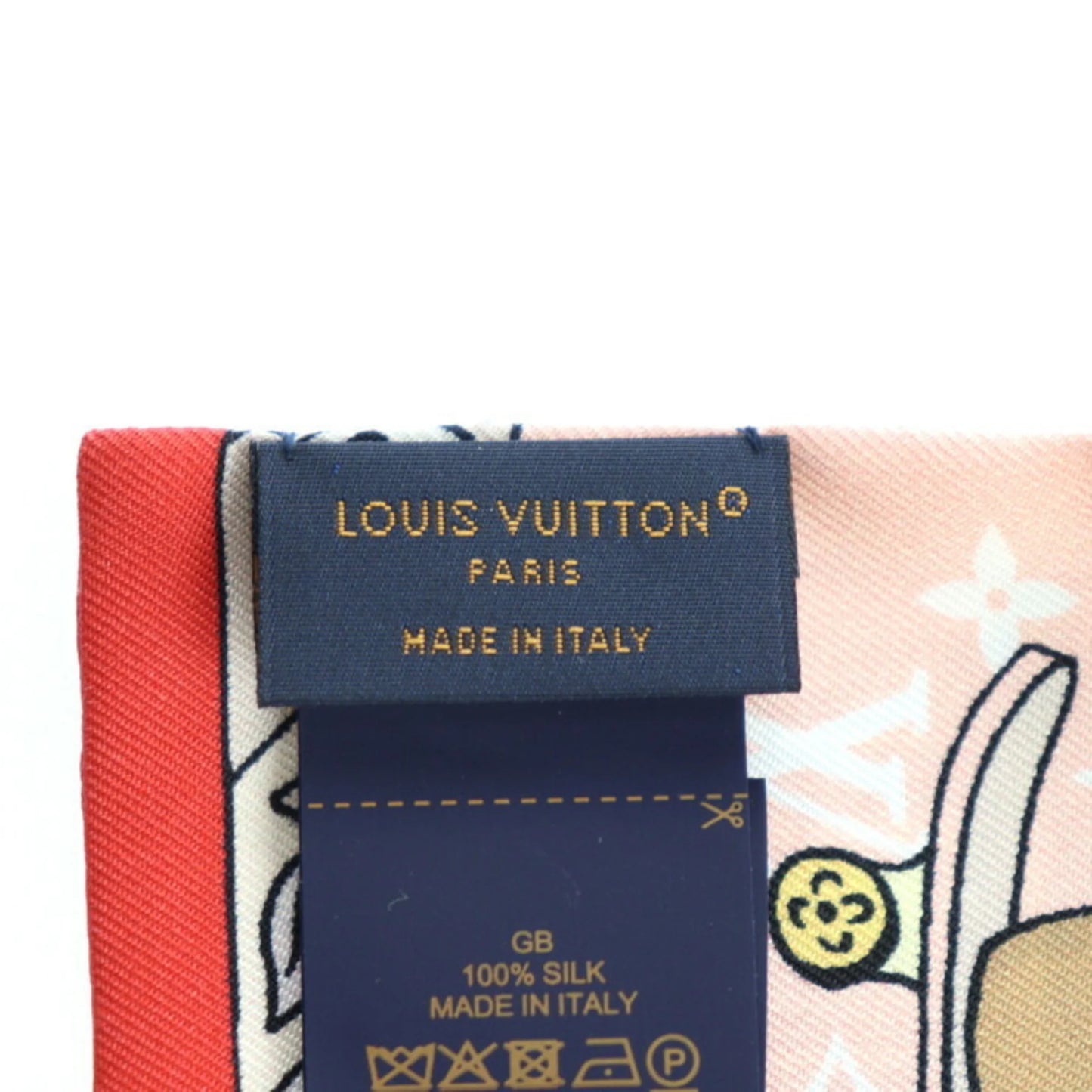 Pre-Owned LOUISize VUITTON Bandeau Hide and Sizeeek Vivienne Monogram Sizecarf M77780 Sizeilk Rose Multicolor Ribbon Vuitton (Like New)